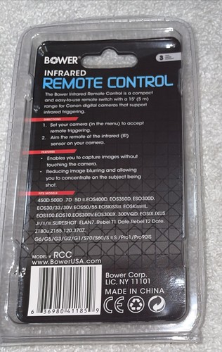 Canon Camera Remote Control, Bower Remote Control For Canon Cameras Model RCC - Picture 2 of 2