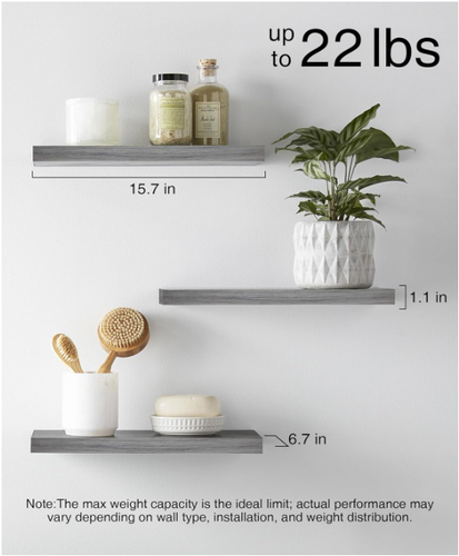 Estantes De Pared Repisas Set Juego D 3 Estante Flotantes Metal Madera Mueble US - Picture 6 of 9