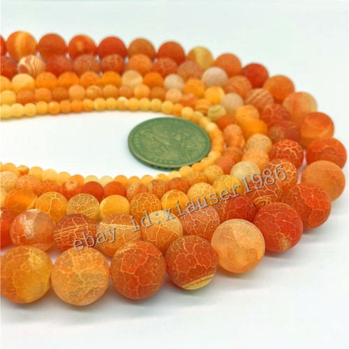 Cuentas espaciadoras sueltas redondas grietas de ágata desgastadas de piedras preciosas naturales 4 6 8 10 12 mm - Imagen 8 de 19