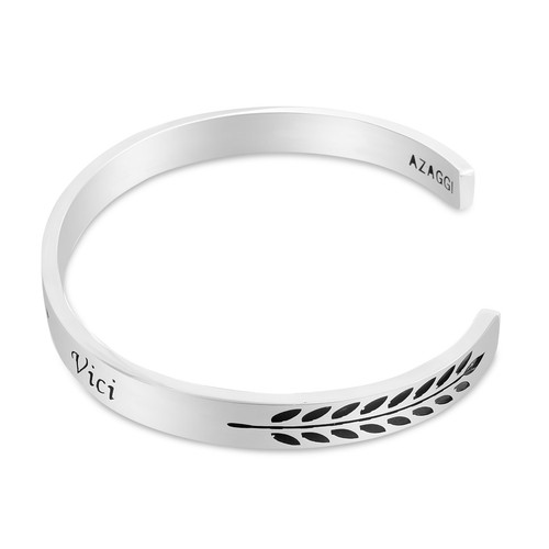Azaggi Rhodinierte versilberte Manschette INSPIRIERENDES Armband VENI VIDI VICI B0840S - Bild 3 von 7