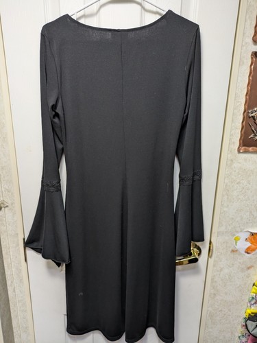 Abito Vintage Y2K Stravagante Strega Gotico Nero Maniche a Campana Scollo a V Taglia M Studio Y - Foto 4 di 4