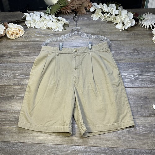 Izod Shorts Size 32 Men’s Pleated Khaki Beige Chino 8” Inseam - Picture 3 of 11