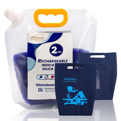 Adsorbco 2 lb Blue Silica Gel Packets with a Hook and Loop Canvas Bags