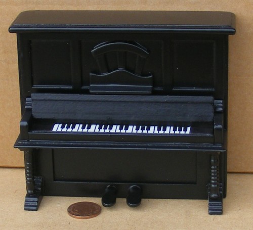 Casa de Muñecas Piano Negro Madera Vertical Escala 1:12 Miniatura Instrumento 58 Tumdee - Imagen 2 de 8