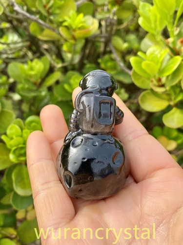 2 Zoll Natürlicher Silber Obsidian Kristall Geschnitzt Mond Astronaut Heilung Reiki Geschenk 1 Stck. - Bild 4 von 10