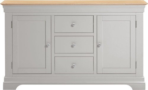 Bordeaux 2 Door 3 Drawer Sideboard Pebble Grey Oak Fully Assembled - Picture 5 of 10
