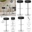 set of 2 adjustable round leather seat swivel bar stool-black