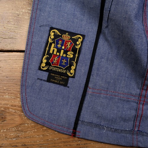 Chaqueta Vintage H.i.s Chambray L Años 90 Denim Blazer Azul - Imagen 3 de 8