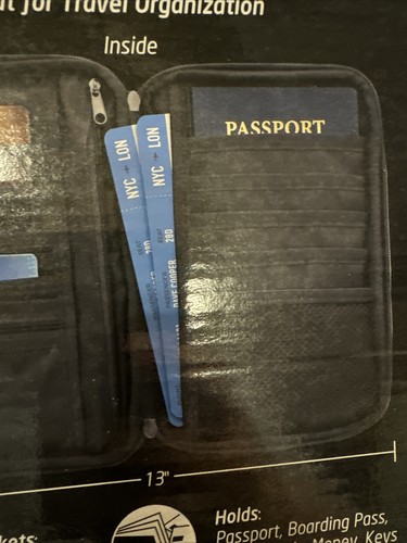 New Bell And Howell Passport Organizer Holder Travel Bag Great For Important Doc - Picture 3 of 11