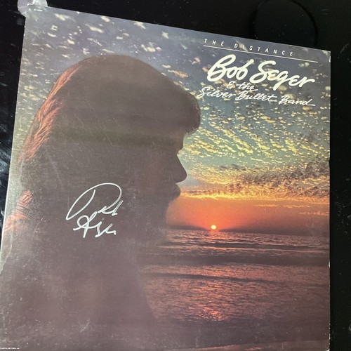 BOB SEGER AUTOGRAPH RECORD Rock N Roll Album Art Signed THE DISTANCE X1