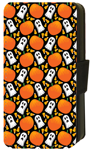 iPhone HALLOWEEN SPOOKY SCARY PUMPKIN SKULL GHOST Flip/Wallet Phone Case 5-11 SE - Picture 13 of 20