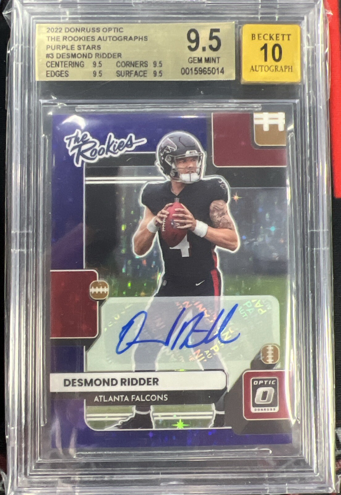 Desmond Ridder Panini Donruss Optic the Rookies #TR3 Autograph-Purple Stars