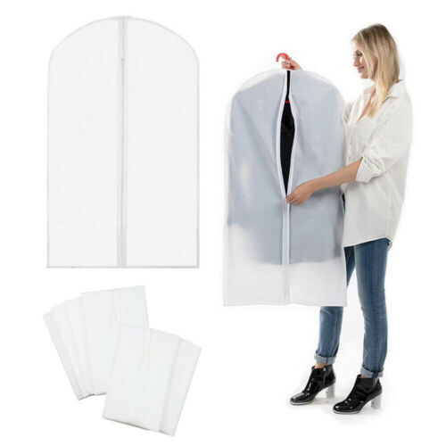 5 Pack Clothes Dust Cover Bag Hanging Clothes Protector Zipper Clothing Storage - Picture 6 of 12