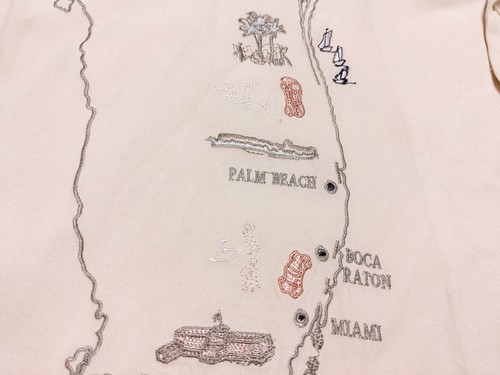 Camicia da campeggio NAT NAST 100% seta Florida ricamata Palm Beach Miami beige grande L - Foto 6 di 11
