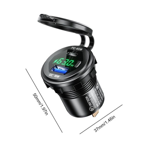High Power Dual USB C Gniazdo 12V / 24V PD USB Wbudowane gniazdo Ładowarki samochodowe 90W - Zdjęcie 4 z 56