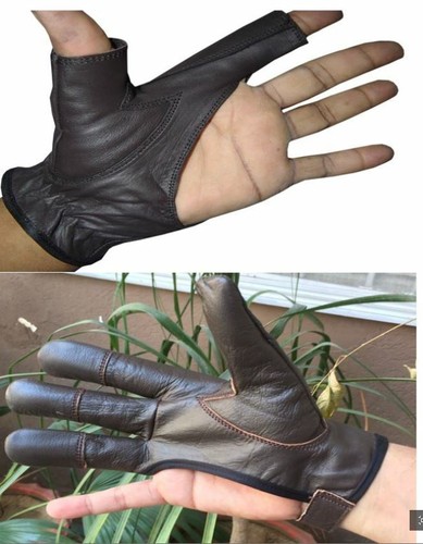 TRADITIONAL ARCHERY SHOOTING LEATHER GLOVE TOP QUALTY GLOVE 100% GENUINE LEATHER - Picture 13 of 14