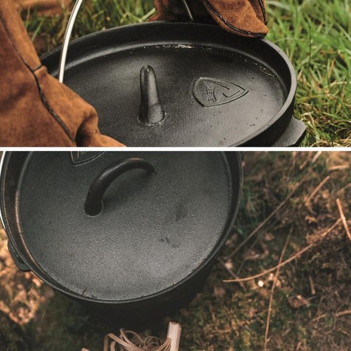 Camping Dutch Oven Pot Cast Iron with Lid for Stewing Backpacking Braising - Picture 5 of 7
