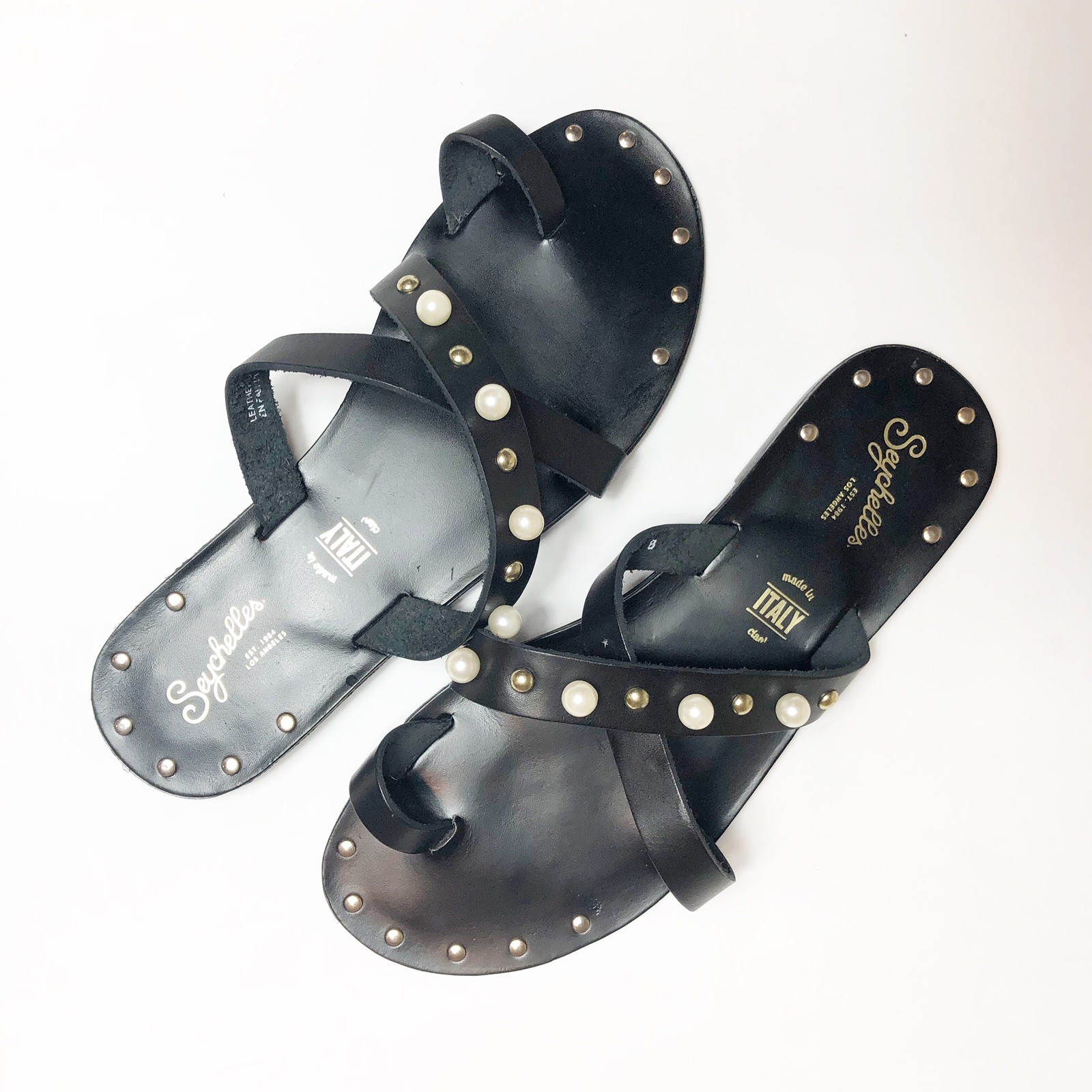 Seychelles Donna Size 8 Sandal Much Needed Break Flat Slip On Studded Pearl Seychelles Donna Size 8 Sandal Much Needed Break On Flat Slip On Break Studded Pearl 882e48
