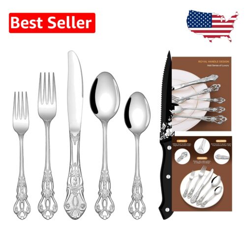 Royal Silverware Set for 8: Premium Stainless Steel Utensils - Dishwasher Safe