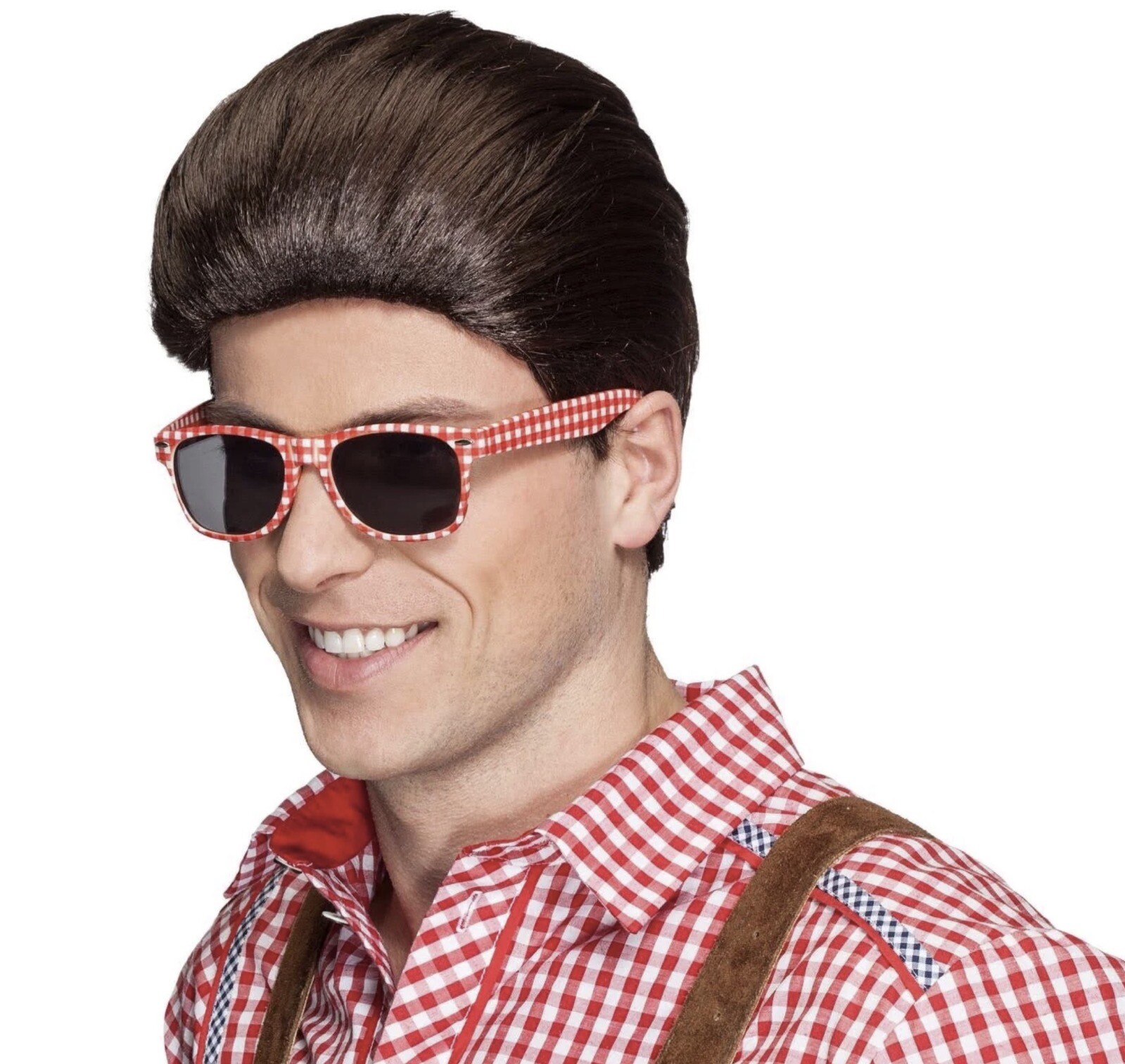  Bayerische Oktoberfest Nerd Sonnenbrille Festzelt Trachten rot weiß kariert