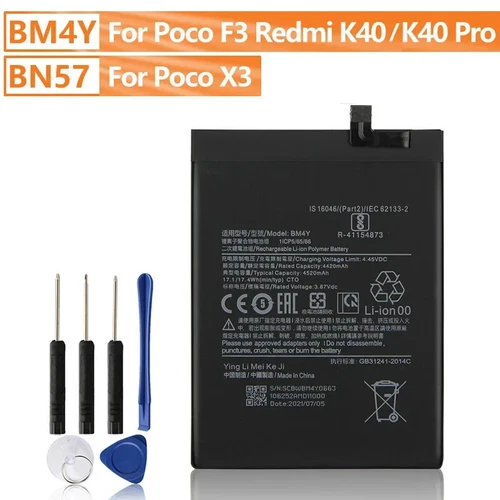 Original Phone Battery BM4Y BN57 For Xiaomi Poco F3 Poco X3 Pro Redmi K40 Pro+