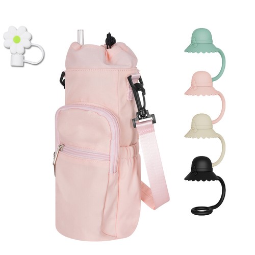 Water Bottle Holder Carry Bag w/ Starp Straw Cover For Stanley 40oz Tumbler Cup - Picture 19 of 55