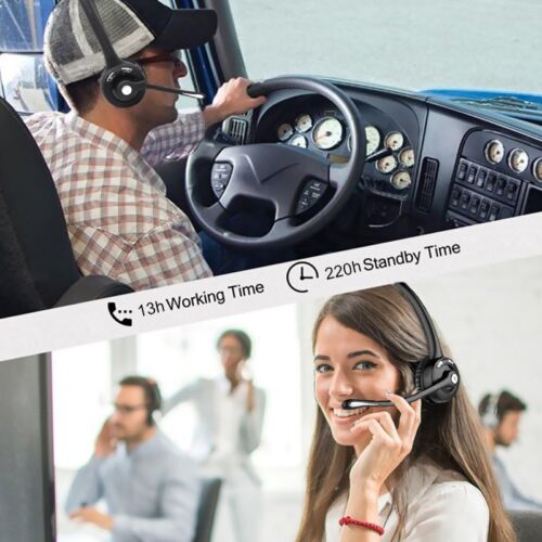 Bluetooth 5.3 Headphones Headset Wireless Driver Truck Noise Cancelling Mic - Picture 4 of 14