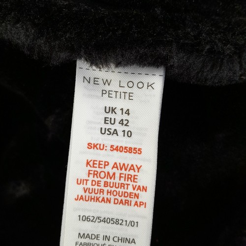 NEW LOOK Jacket 14 Petite Black Womens Coat Faux Suede Fur - Picture 9 of 12