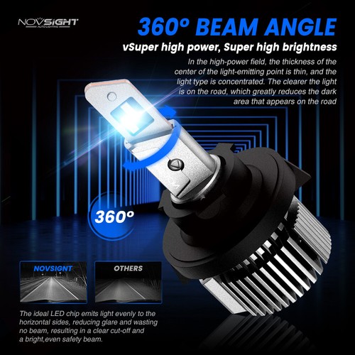 NOVSIGHT H13 LED Headlight Bulbs for Dodge Ram 1500 2500 3500 High/Low Beam Kit - Picture 11 of 15