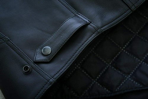 Warrior Mens Motorcycle CE Armour Stripe Genuine Cowhide Leather Biker Jacket - Picture 7 of 9