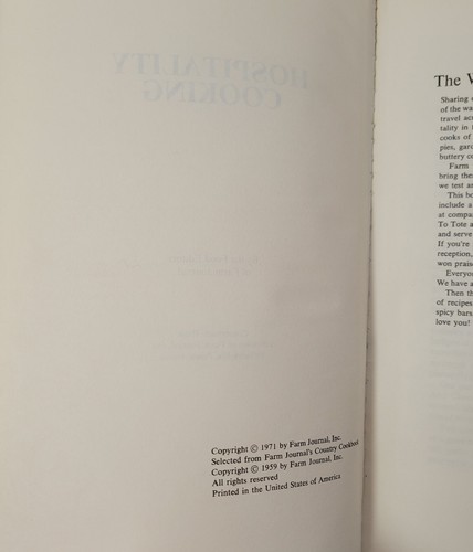 From Fram Journal's Famous Country Cookbook Hospitality Cooking -1971 HC**MINT** - Imagen 7 de 10