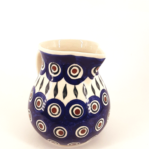 5” Boleslawiec Polish Pottery Creamer Pitcher Hand Made Poland Blue Green - Picture 3 of 9