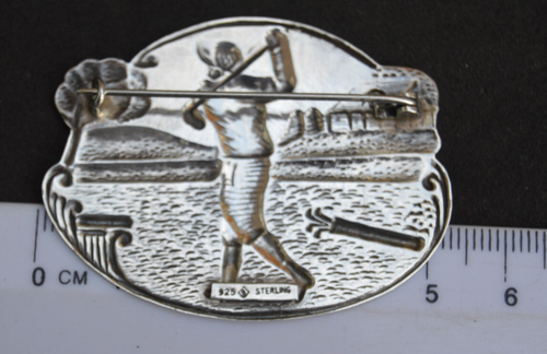 Große Vintage 925 Sterling Silber Golf Brosche - Bild 3 von 4