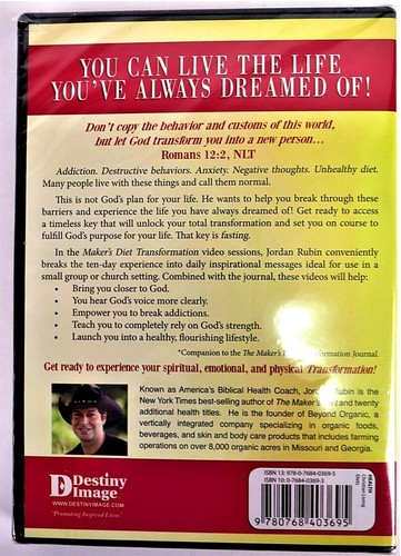 The Makers Diet Transformation NY Times Bestselling Author Jordan Rubin DVD NEW - Imagen 2 de 2