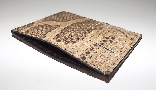 BAGLIONI ITALIA GENUINE PYTHON SNAKESKIN CARD CASE WALLET BROWN MULTI - Picture 3 of 4
