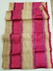 Rare Red Silk & Linen Handmade Woven Embroidery Textile Natural Threads 9 Foot