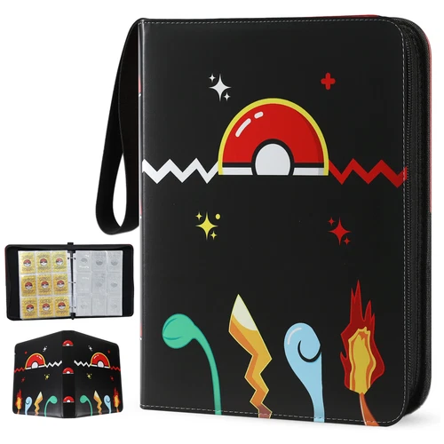 900 Card Pocket Binder 9 Pockets Trading Cards Album Folder - Pokemon Tail Black