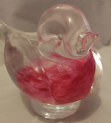 Vintage Vogel aus mundgeblasenem Glas im Murano Stil mit rosa Mitte - Bild 2 von 20