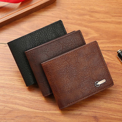 Vintage PU Leather Wallet Men Simple Short Wallets ID Cards Holder Money Bags - Picture 2 of 12