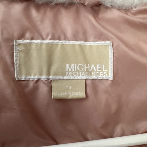Michael Kors Girls Child Hooded Blush Pink Shiny-Sparkle Puffer Jacket Size 7/8 - Picture 8 of 16