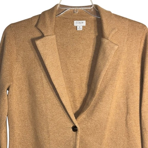 J.Crew 100% Cotton Sweater Blazer in Heather Camel Size Medium - Picture 2 of 9