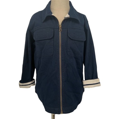 NWT Crew Cuts Boy's Navy Zip-Up Jacket Size 6-7 Elbow Patches Nautical Flip