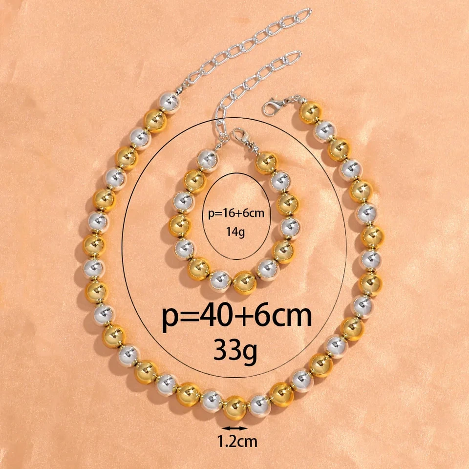 Pulsera de acrílico con cuentas de bola para mujer redonda corta en capas tono mixto cadena joyería Foto 3 de 4