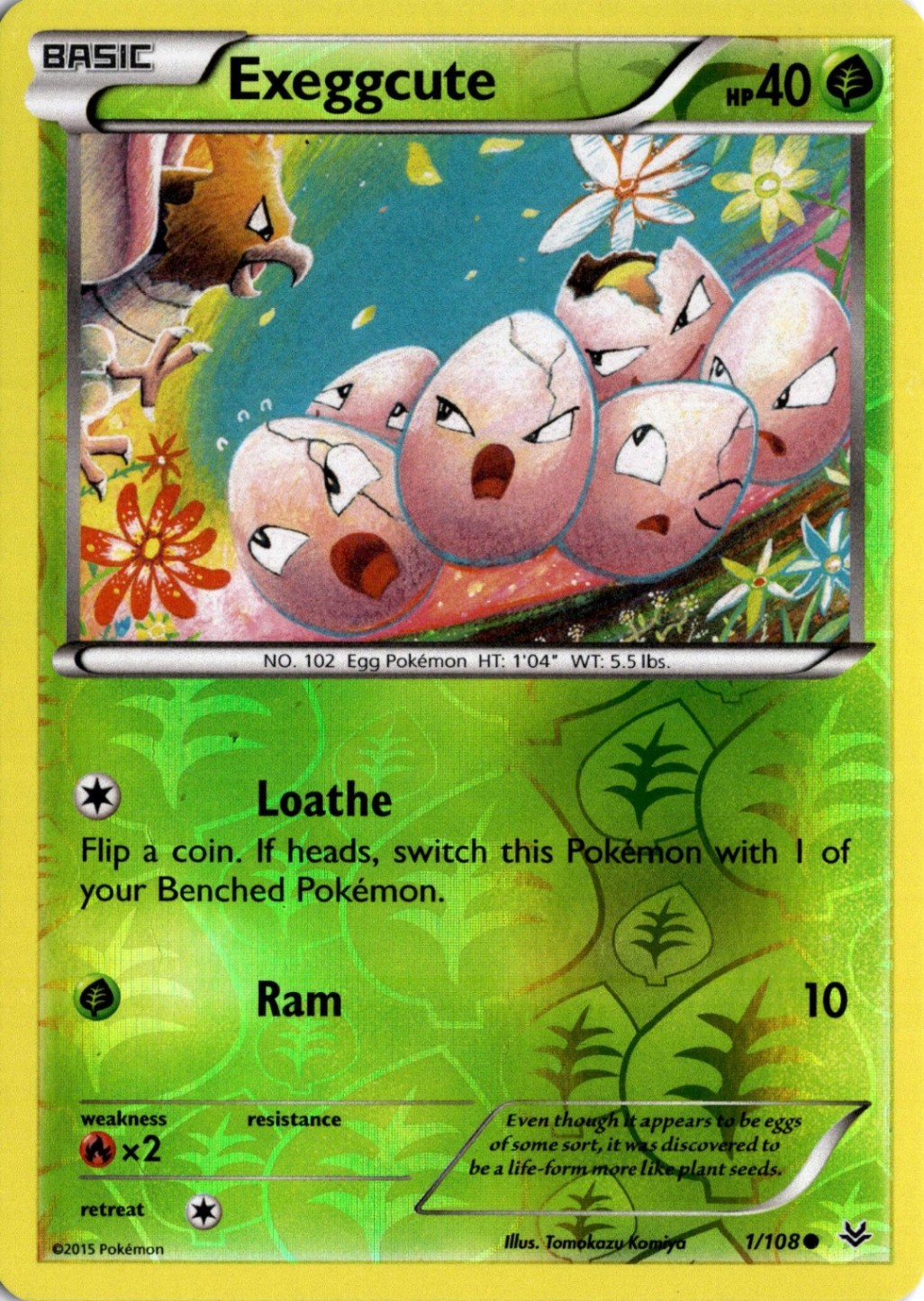 Exeggcute Reverse Holo Common XY - Roaring Skies 1/108 Near Mint