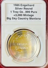 1986 Engelhard Big Sky Montana 1 TOz 999 Silver Round Treasure State Gold Nugget