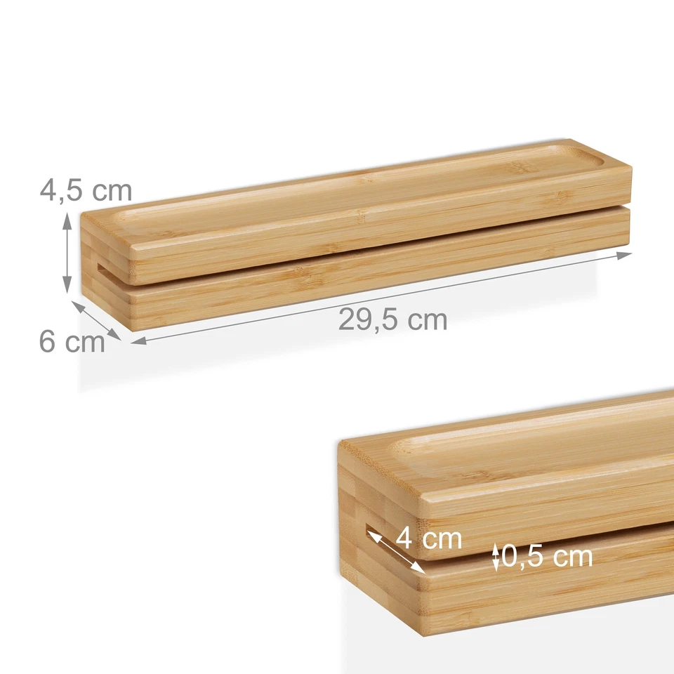 Key Holder Rack Shelf Tray Wall Storage Hallway Entrance Decor Bamboo 29.5cm - Image 4 of 4