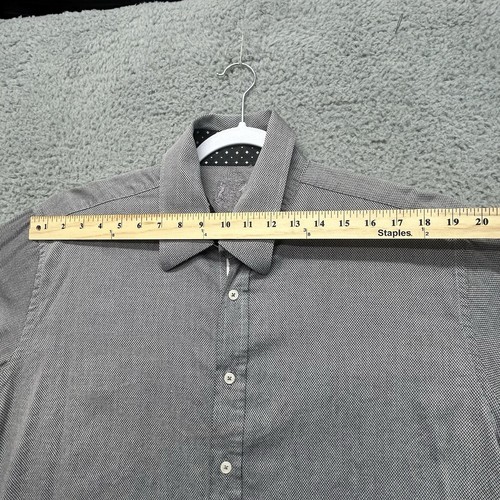 English Laundry Hemd Herren 17 34/35 schwarz grau Rauten Punkte Langarm Knopf - Bild 10 von 17