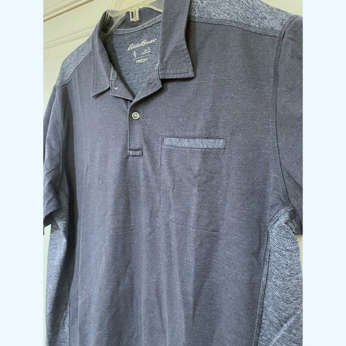 Eddie Bauer Blue Travex Polo Shirt Moisture Wicking Short Sleeve Mens L Tall