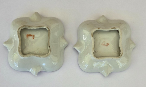 Two Rose White Green Gold Made in Occupied Japan Ashtrays READ - Picture 5 of 8
