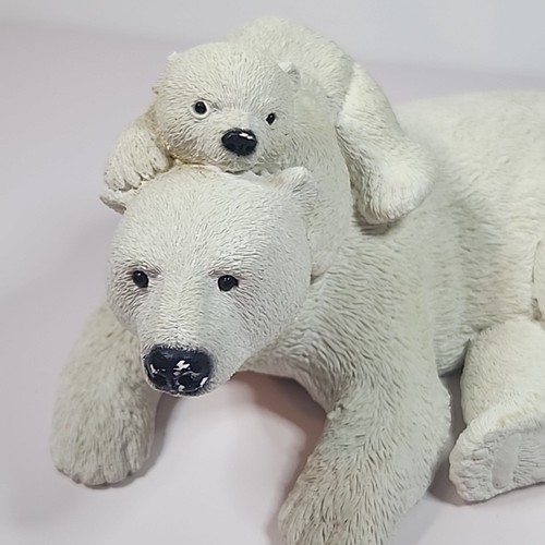 Vintage Huff & Puff BEARFOOT Marty Skulptur inkl. weißem Eisbär & Jungtier 7,5 Zoll #7804 - Bild 2 von 7